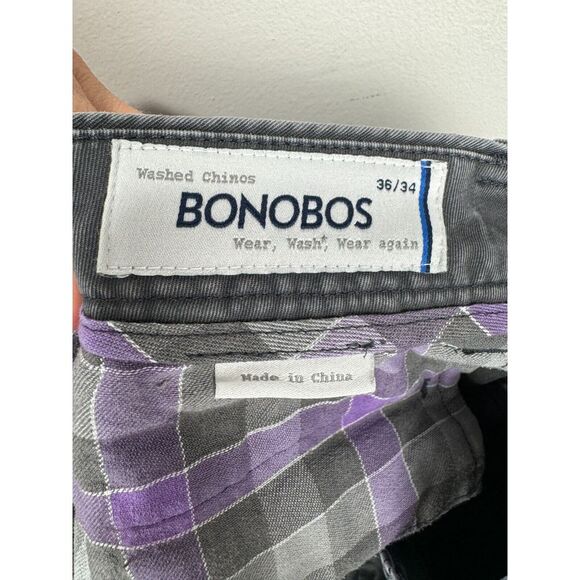 Bonobos Washed Chino Pants Gray Cotton Flat Front Men 36x34 (36x32) - Picture 6 of 7